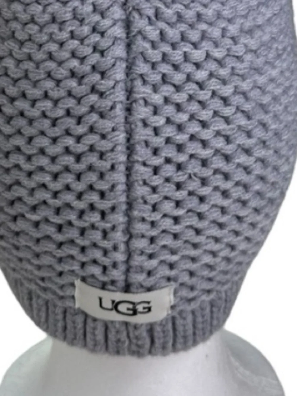 UGG Beanie One Size Light Gray Knit Pom Pom Hat NWT
